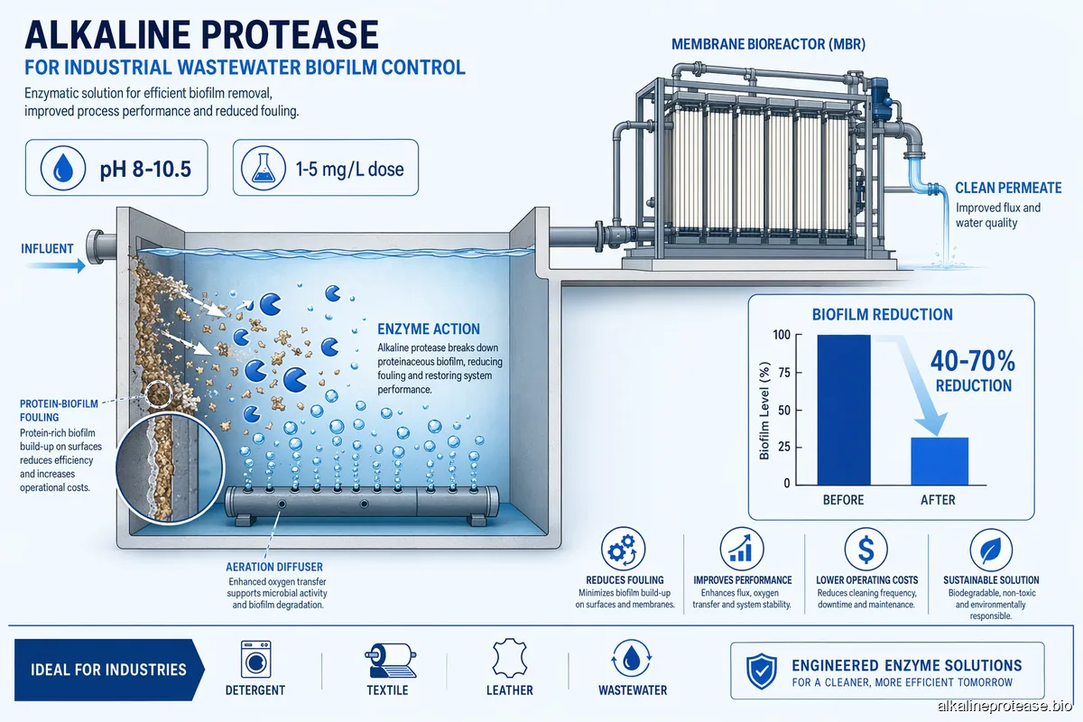 Alkaline Protease for Wastewater Biofilm Treatment