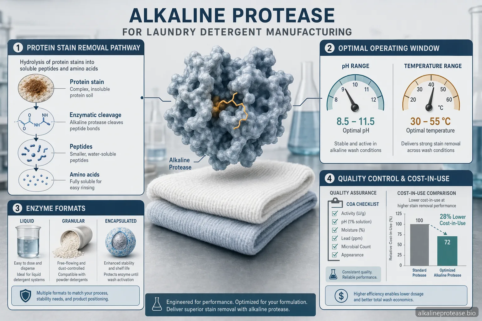 Protéase alcaline pour la fabrication de détergents à lessive — at-a-glance summary